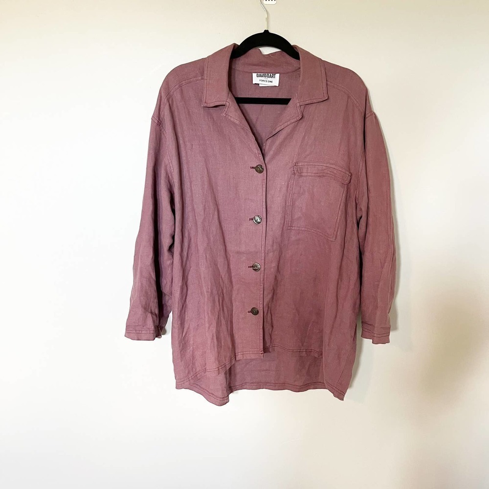 Vintage David dart for force one linen button up shirt women’s large